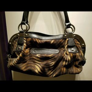 B Makowsky Faux Fur Tiger Stripe Purse